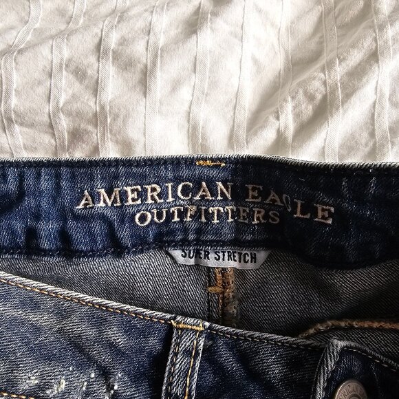 American Eagle Distressed Patchwork Skinny Jeans - 2014 - Light Wash - Sz 0 Reg - Picture 6 of 16